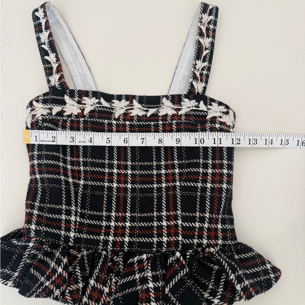 NWT Fanm Mon Navy Plaid Tweed Ruffle Skirt Set - Picture 12 of 15